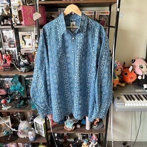 The Territory Ahead Southwestern Tribal Pattern Shirt Blue Men’s Size XL